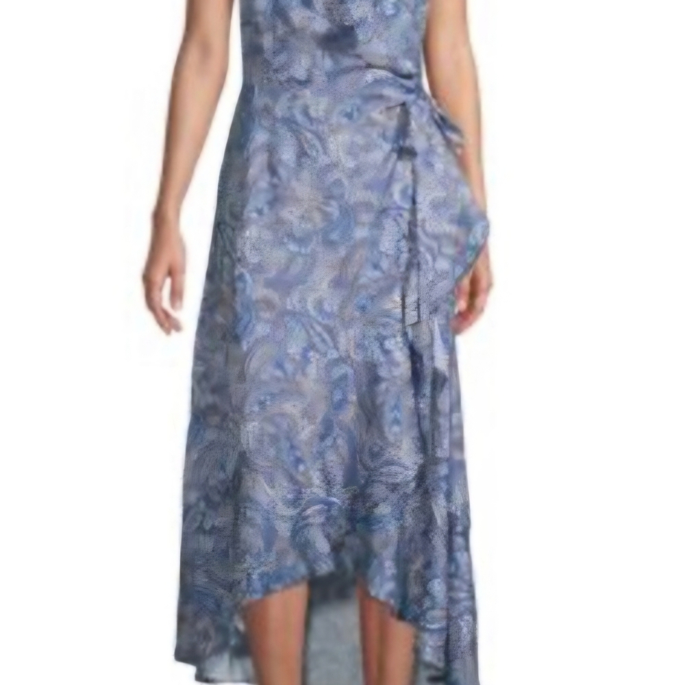 Ava & Aiden High Low Dress in Blue Paisley